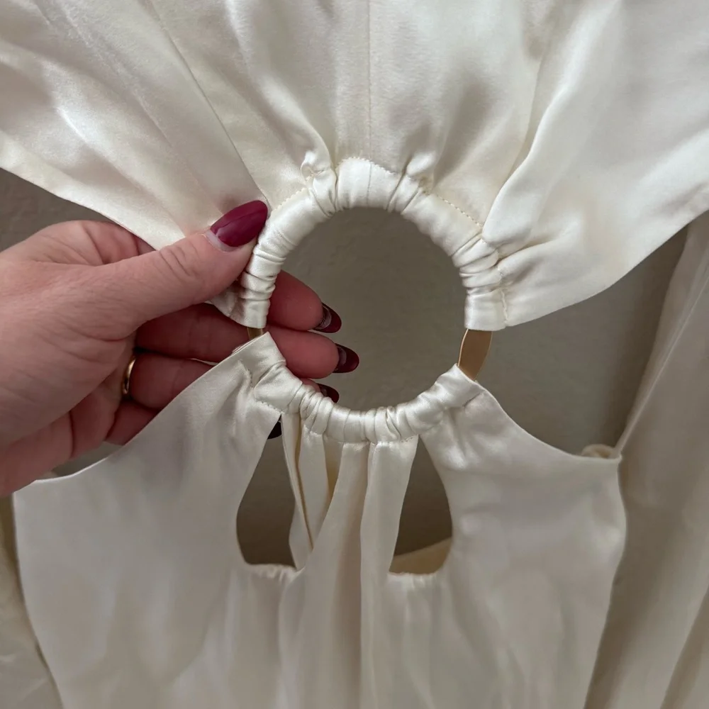 cult gaia XS Ivory Long Sleeve Cutout Maxi Jasmin Dress - Picture 6 of 12